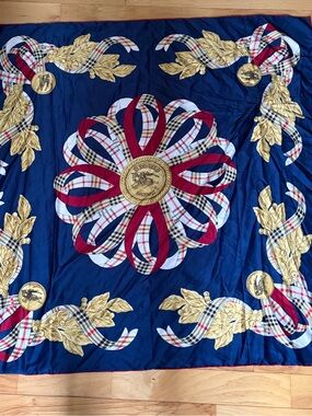 h.i.p. Navy Scarf with Gold Embroidered Logo and Red Trim
